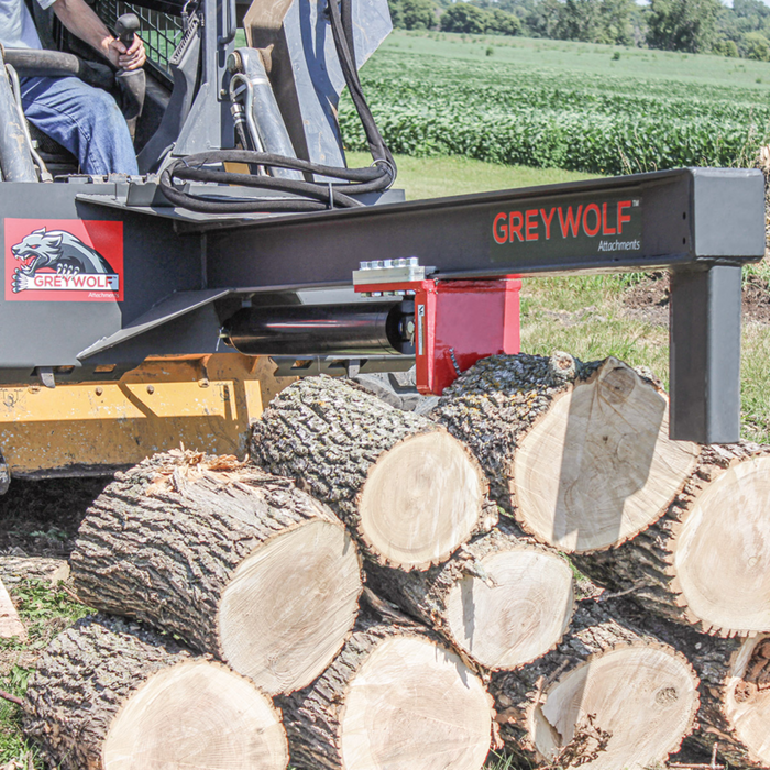 Skid Steer 24 Ton Log Splitter Attachment, Ideal for Skid Steers or Skid Loaders with Standard Universal Quick Attachment | GreyWolf™ Attachments