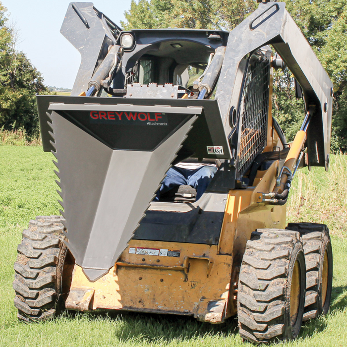 Skid Steer Stump Bucket, Ideal for Skid Steers or Skid Loaders with Standard Universal Quick Attachment | GreyWolf™ Attachments