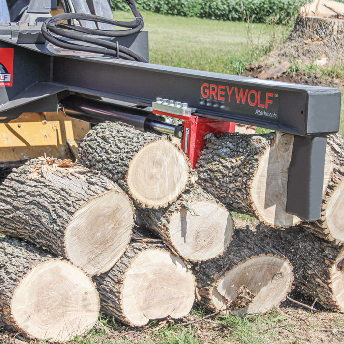 Skid Steer 24 Ton Log Splitter Attachment, Ideal for Skid Steers or Skid Loaders with Standard Universal Quick Attachment | GreyWolf™ Attachments