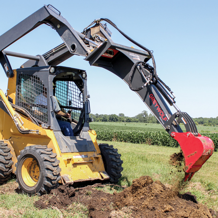 Skid Steer Backhoe Attachment, Ideal for Skid Steers or Skid Loaders with Standard Universal Quick Attachment | GreyWolf™ Attachments