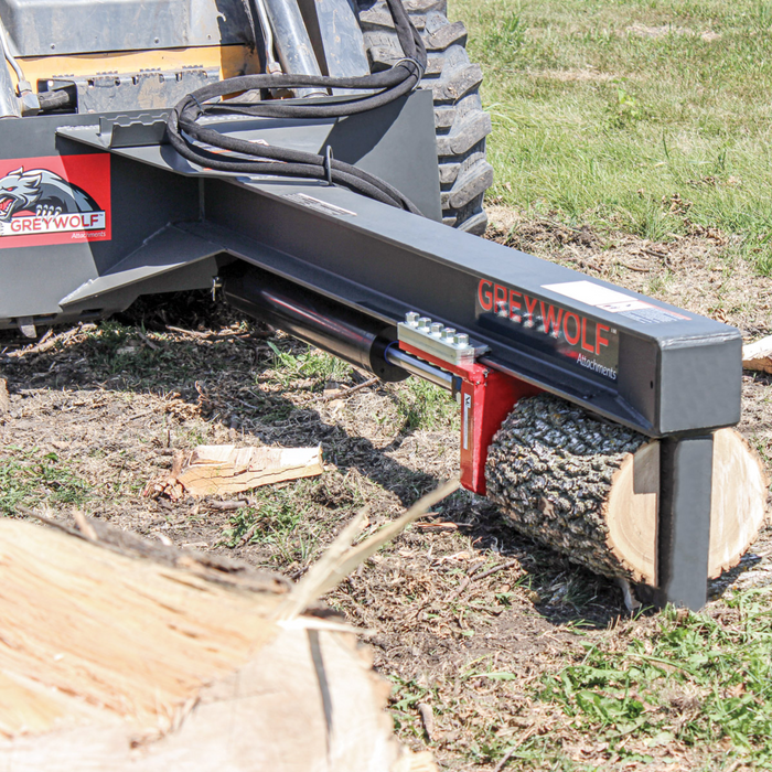 Skid Steer 24 Ton Log Splitter Attachment, Ideal for Skid Steers or Skid Loaders with Standard Universal Quick Attachment | GreyWolf™ Attachments