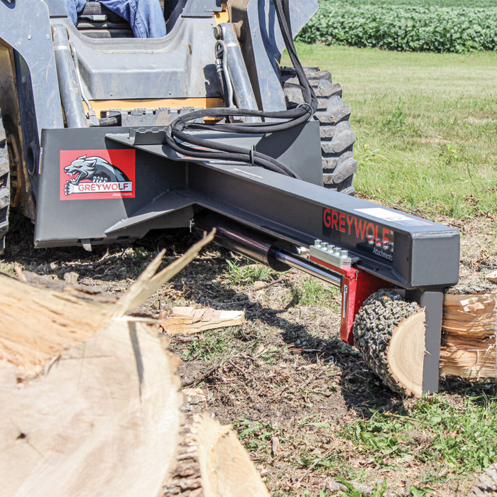 Skid Steer 24 Ton Log Splitter Attachment, Ideal for Skid Steers or Skid Loaders with Standard Universal Quick Attachment | GreyWolf™ Attachments