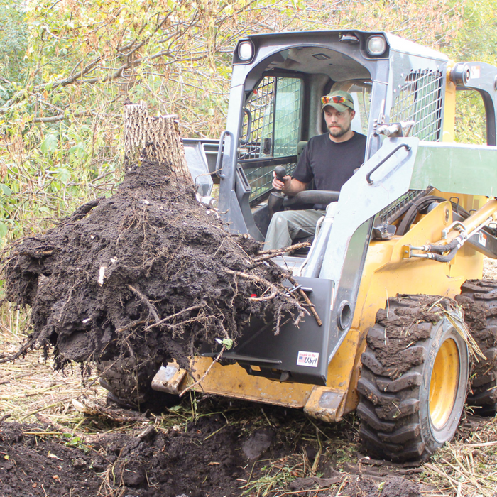 Skid Steer Stump Bucket, Ideal for Skid Steers or Skid Loaders with Standard Universal Quick Attachment | GreyWolf™ Attachments