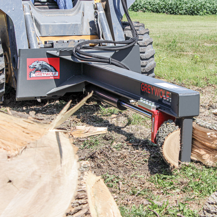 Skid Steer 24 Ton Log Splitter Attachment, Ideal for Skid Steers or Skid Loaders with Standard Universal Quick Attachment | GreyWolf™ Attachments