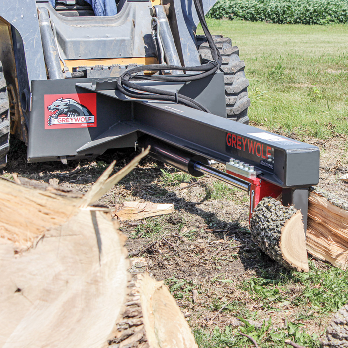 Skid Steer 24 Ton Log Splitter Attachment, Ideal for Skid Steers or Skid Loaders with Standard Universal Quick Attachment | GreyWolf™ Attachments