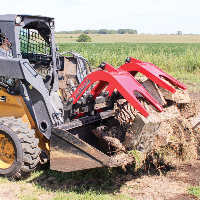 Skid Steer Double Quick Attach Grapple Ideal for Skid Steers or Skid Loaders with Standard Universal Quick Attachment | GreyWolf™ Attachments