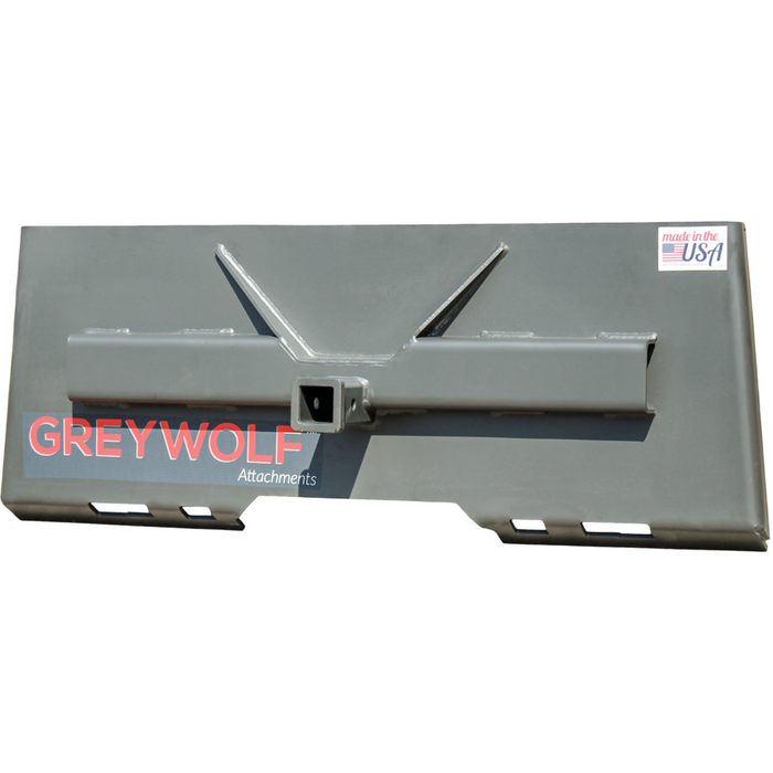 Skid Steer 2" Receiver Hitch Plate Attachment, Ideal for Skid Steers or Skid Loaders with Standard Universal Quick Attachment | GreyWolf™ Attachments