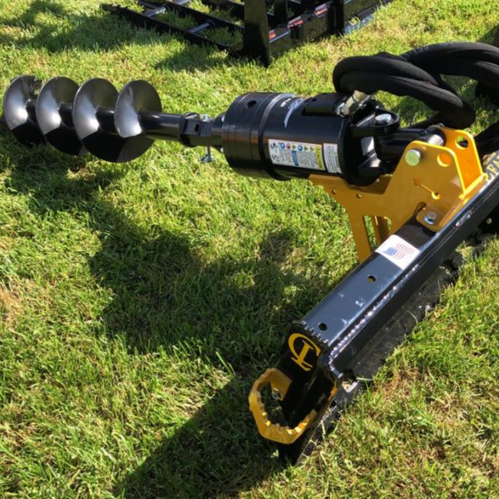 AUGER DRIVE for skid steer and Compact Track Loader, Compact High Torque Planetary Gearbox with Eaton Motor, Available 6" to 36", HEX DRIVE WITH SKID STEER MOUNT| CL Fabrication