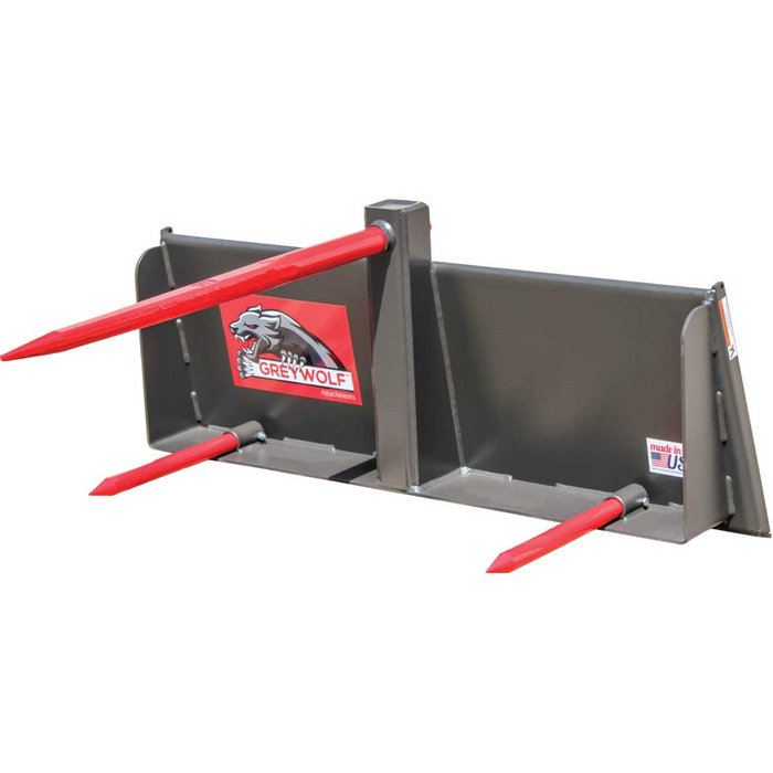 Skid Steer Bale Spear Attachment, Ideal for Skid Steers or Skid Loaders with Standard Universal Quick Attachment | GreyWolf™ Attachments