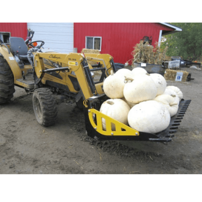 EZ ROCK BUCKET For large skid steers and compact track loaders Custom mounts are available for tractor loaders in four widths: 56″ / 72″ / 81″ / 90″ | CL Fabrication