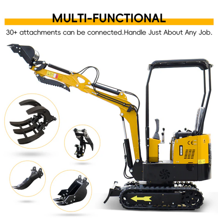 MS10H 13.5 HP, 1-ton Mini Compact Excavator Machinery Equipment, Gasoline, With Thumb Clip | MMS