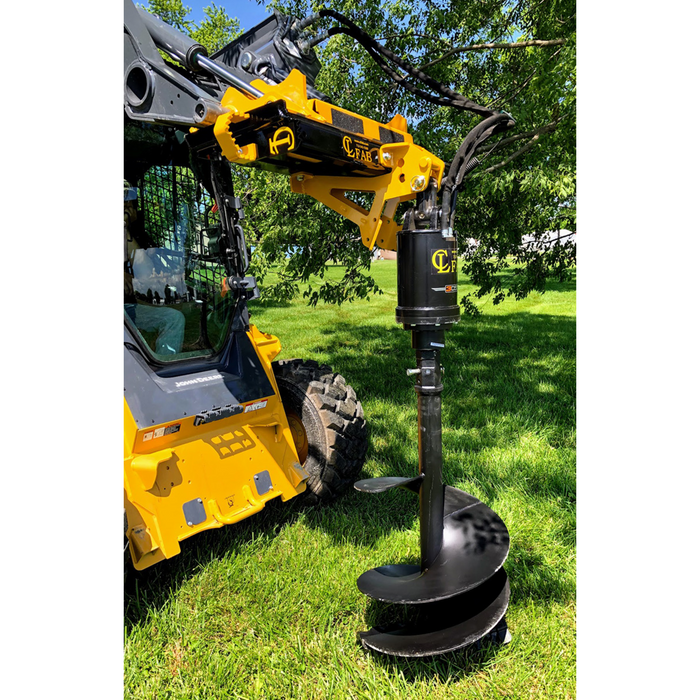 AUGER DRIVE for skid steer and Compact Track Loader, Compact High Torque Planetary Gearbox with Eaton Motor, Available 6" to 36", HEX DRIVE WITH SKID STEER MOUNT| CL Fabrication