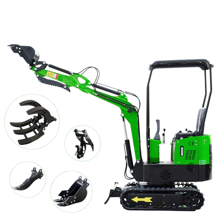 MS10 13.5 HP,1-ton Briggs & Stratton Engine Green Mini Excavator, Gasoline, With Thumb Clip | MMS