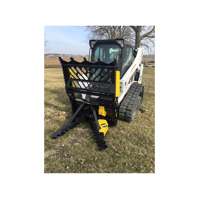 CHALLENGER®  Skid Steer Tree and Post Puller. 38" Opening Easily Grasps Large Objects. AR400 Steel Jaws. | CL Fabrication