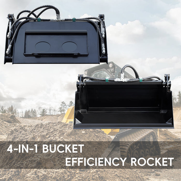 MMS 4-in-1 Bucket Attachment for Mini Skid Steer Loader | MMS
