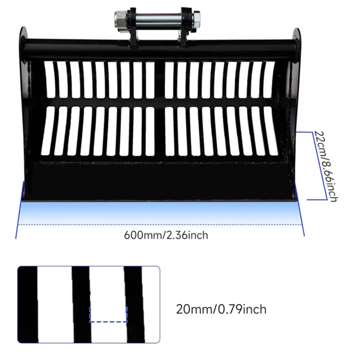 MMS 600mm/800mm Sand Bucket Attachment for Mini Excavator Digger | MMS