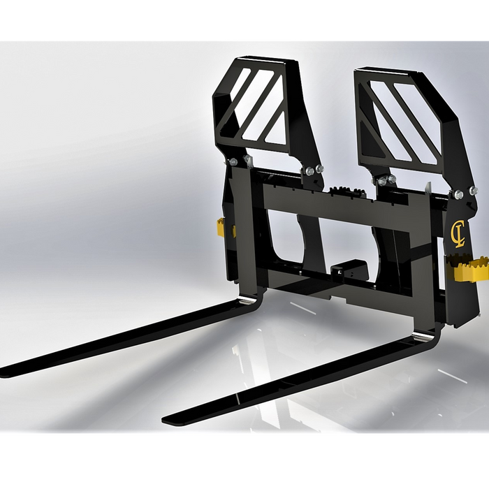 EZ-PALLET FORKS For Skid Steer and Tractor Loaders. Patented Single Piece Frame Brackets with 45″, 60″, 72″ or 84″ carriage widths | CL Fabrication