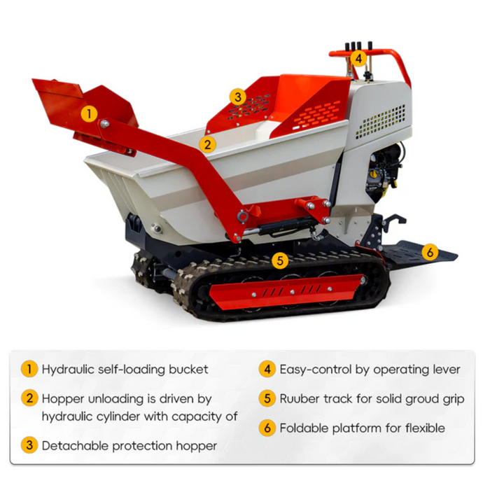 MS5050 7HP, 1100Lbs Load Capacity Mini Crawler Dumper, Gasoline | MMS