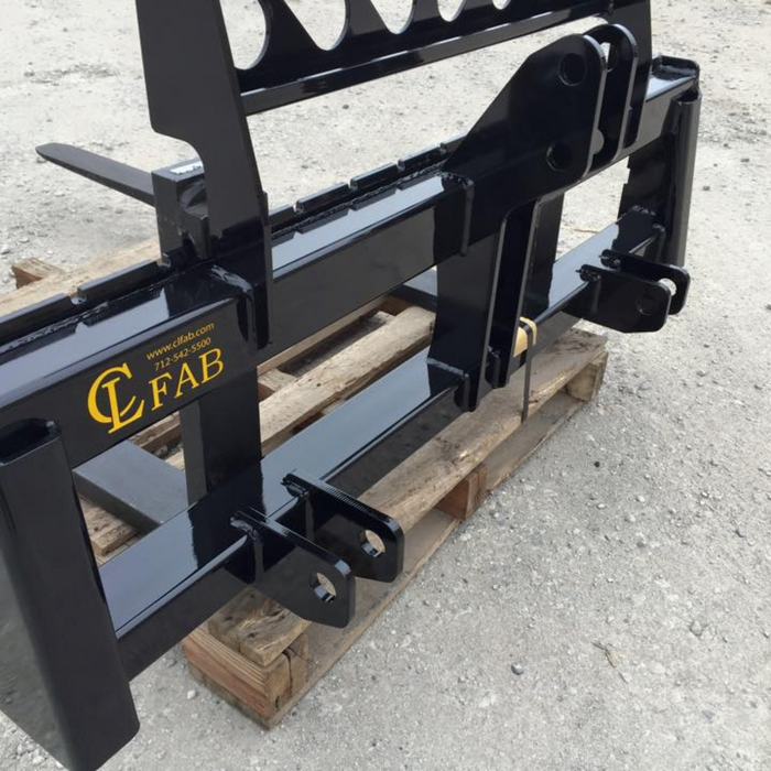 EZ-PALLET FORKS For Skid Steer and Tractor Loaders. Patented Single Piece Frame Brackets with 45″, 60″, 72″ or 84″ carriage widths | CL Fabrication