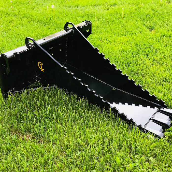 Stump Bucket for Skid Steer and Compact Tractor Loaders With Replaceable Excavator Teeth | CL Fabrication