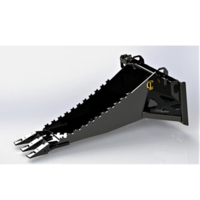 Stump Bucket for Skid Steer and Compact Tractor Loaders With Replaceable Excavator Teeth | CL Fabrication