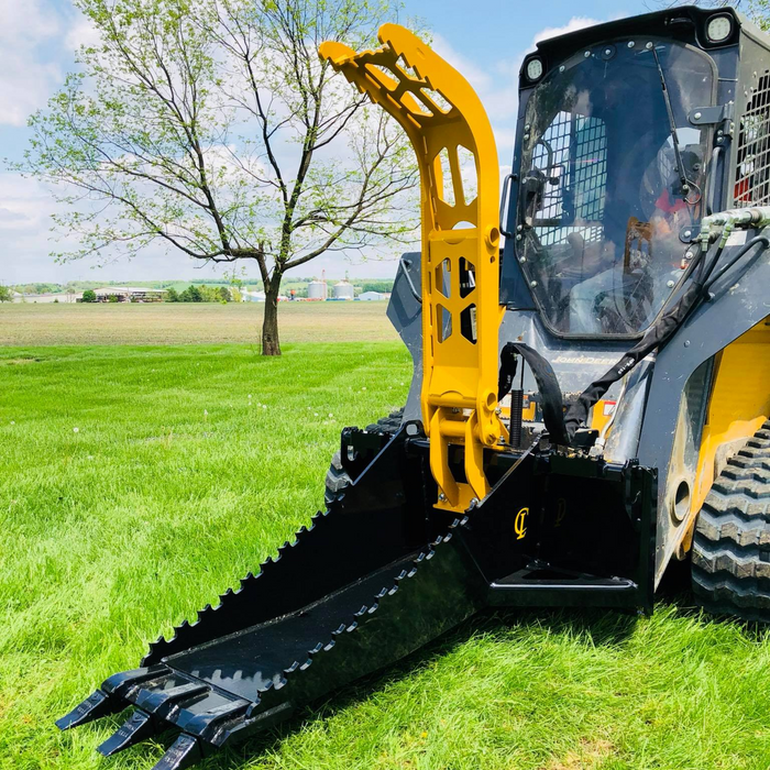 Stump Bucket for Skid Steer and Compact Tractor Loaders With Replaceable Excavator Teeth | CL Fabrication