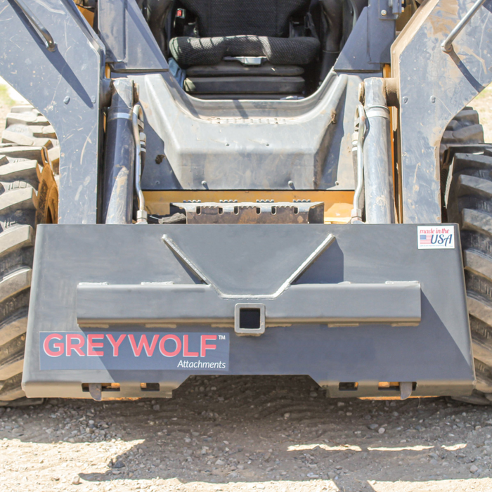 Skid Steer 2" Receiver Hitch Plate Attachment, Ideal for Skid Steers or Skid Loaders with Standard Universal Quick Attachment | GreyWolf™ Attachments