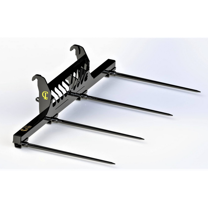 SKID STEER SPEAR EZ Bale Twin Spear Dual 49″ forged taper body spears. 2 Spike 49" /3 Spike 60"/4 Spike 102" | CL Fabrication