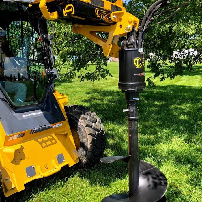 AUGER DRIVE for skid steer and Compact Track Loader, Compact High Torque Planetary Gearbox with Eaton Motor, Available 6" to 36", HEX DRIVE WITH SKID STEER MOUNT| CL Fabrication