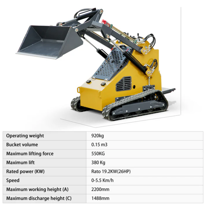 MS380 26 HP, 920 Kg Mini Stand On Skid Steer Track Loader | MMS