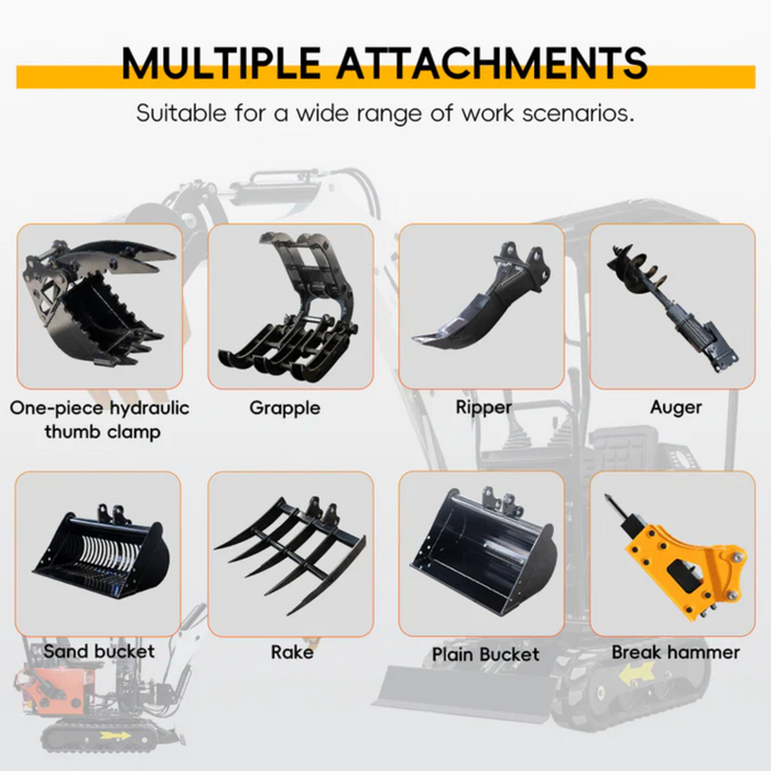 MS08 13.5 HP,0.8-ton Mini Compact Excavator Machinery Equipment, Gasoline, With Thumb Clip | MMS