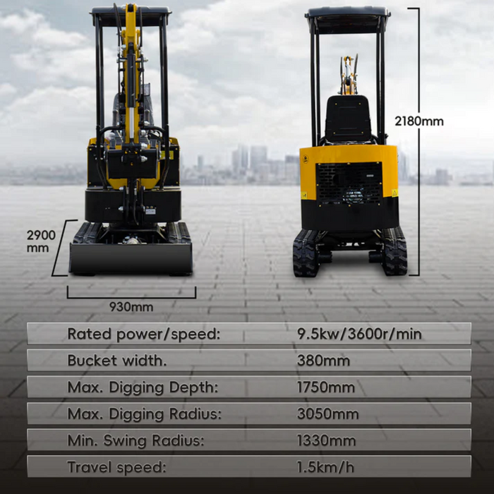 MS10H 13.5 HP, 1-ton Mini Compact Excavator Machinery Equipment, Gasoline, With Thumb Clip | MMS