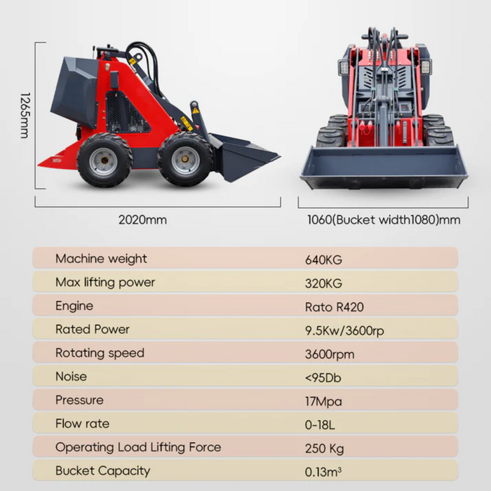 MS320L 13.5 HP, 665 Kg Mini Stand On Skid Steer Track Loader | MMS