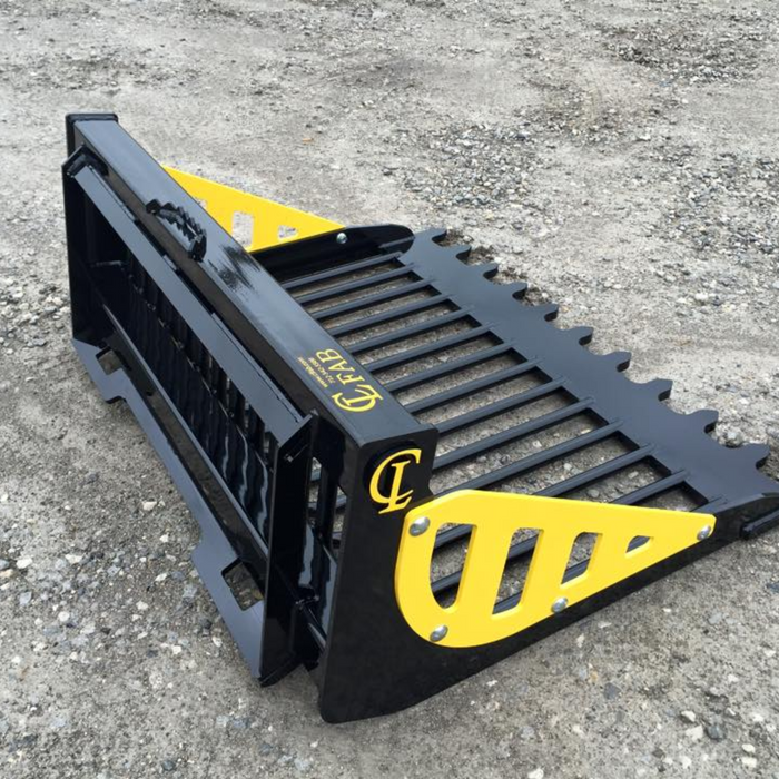 EZ ROCK BUCKET For large skid steers and compact track loaders Custom mounts are available for tractor loaders in four widths: 56″ / 72″ / 81″ / 90″ | CL Fabrication