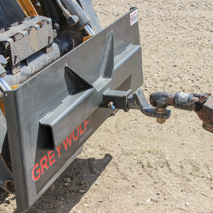 Skid Steer 2" Receiver Hitch Plate Attachment, Ideal for Skid Steers or Skid Loaders with Standard Universal Quick Attachment | GreyWolf™ Attachments