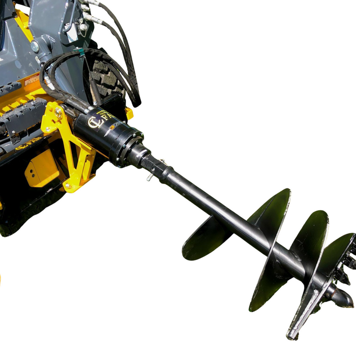 AUGER DRIVE for skid steer and Compact Track Loader, Compact High Torque Planetary Gearbox with Eaton Motor, Available 6" to 36", HEX DRIVE WITH SKID STEER MOUNT| CL Fabrication